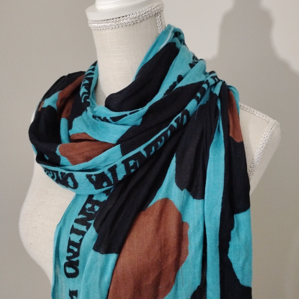 Valentino Teal and Brown Scarf Fringe (See Description)
